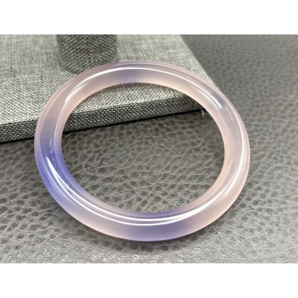 Vintage Rose Quartz Lavender Faux Jade Bangle Bracelet Round Smooth 9.5mm 7.25"